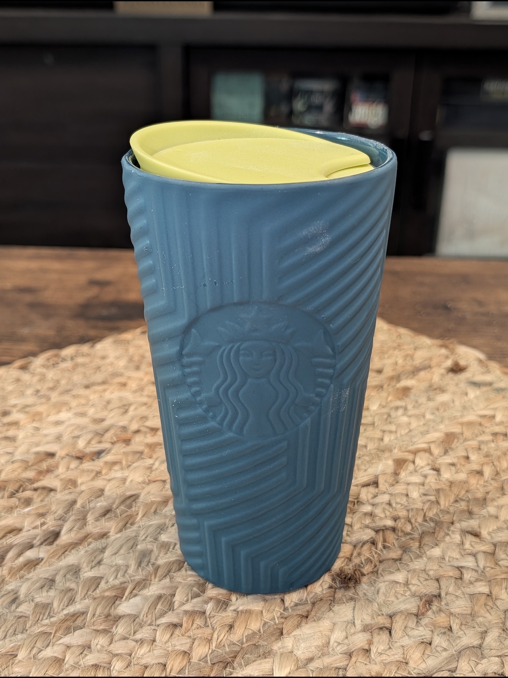 NWT 2024 Starbucks Winter Collection Geometric Blue Ceramic Tumbler 12 oz